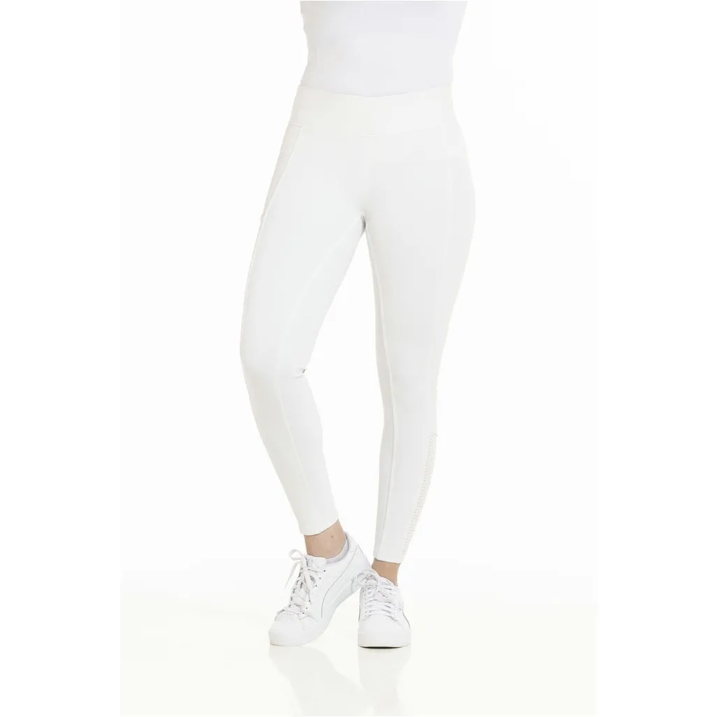 Sommer Damen Reitleggings Silikon Vollbesatz BRIGITTE Mesh weiß