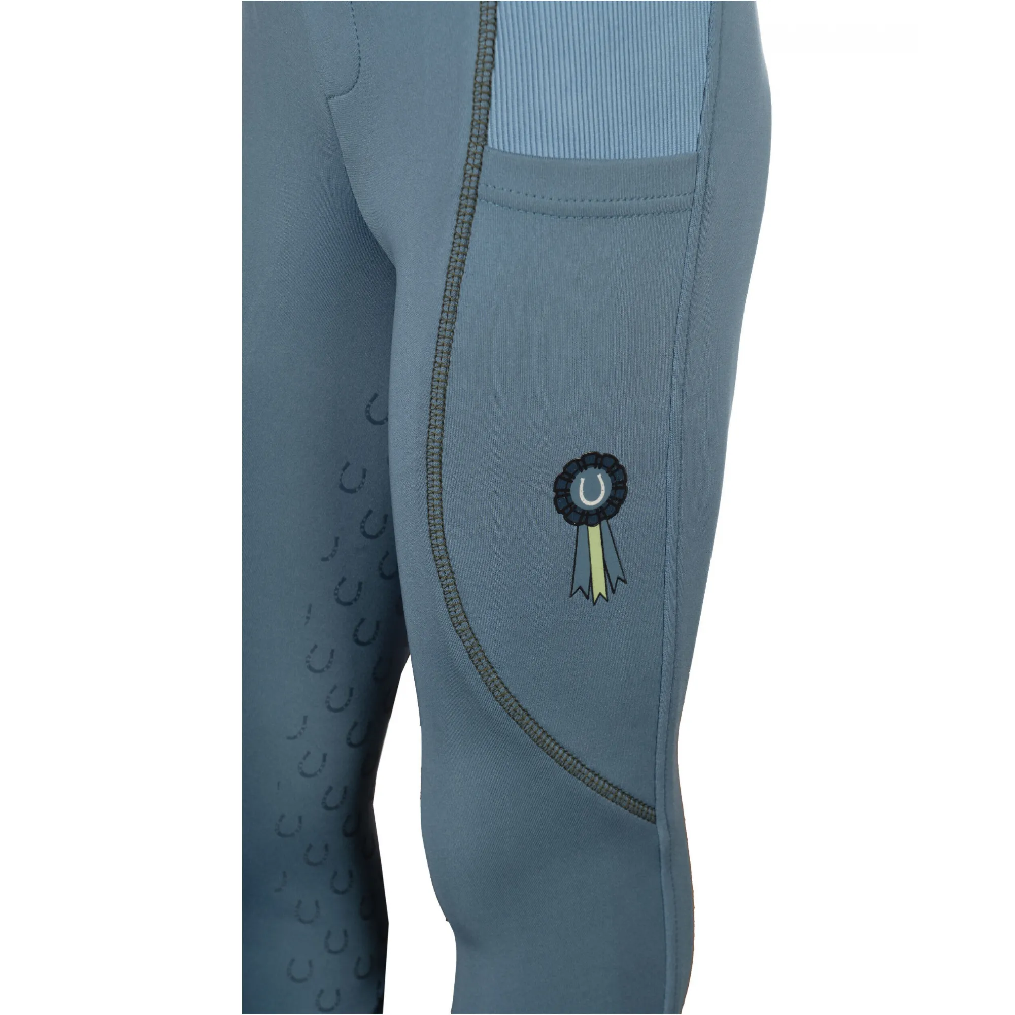 Kinder Reitleggings Silikon Vollbesatz CLAIRE rauchblau
