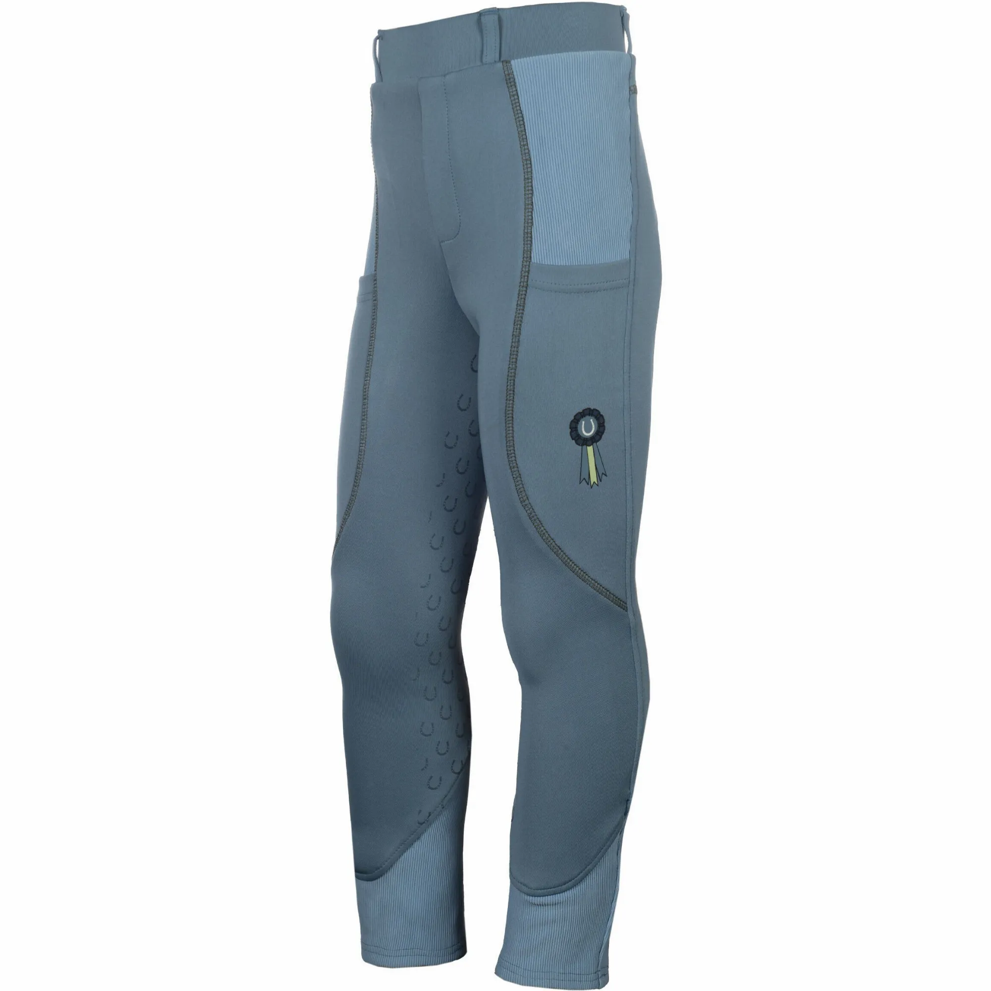 Kinder Reitleggings Silikon Vollbesatz CLAIRE rauchblau
