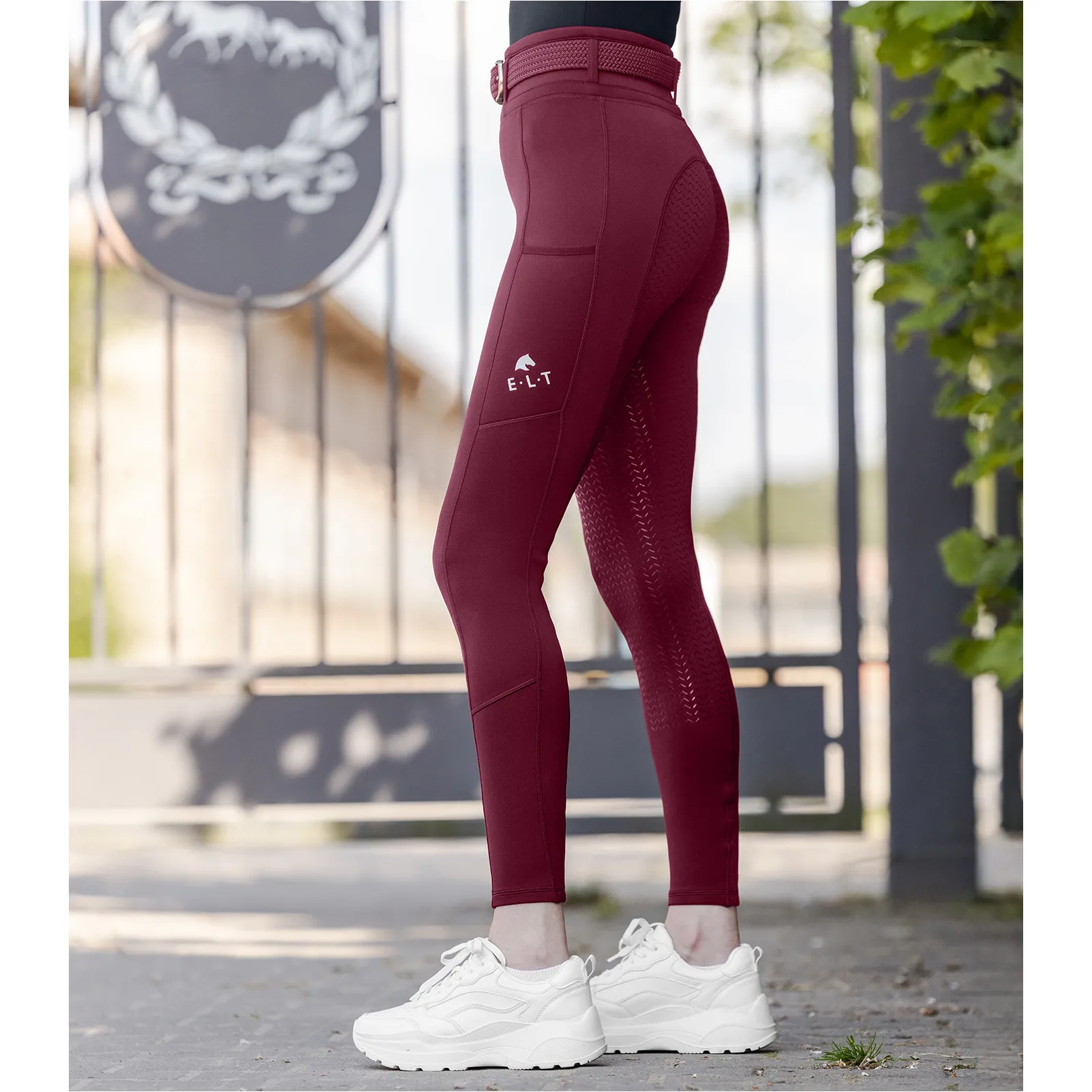 Damen Reitleggings Silikon Vollbesatz ELLA samtrot