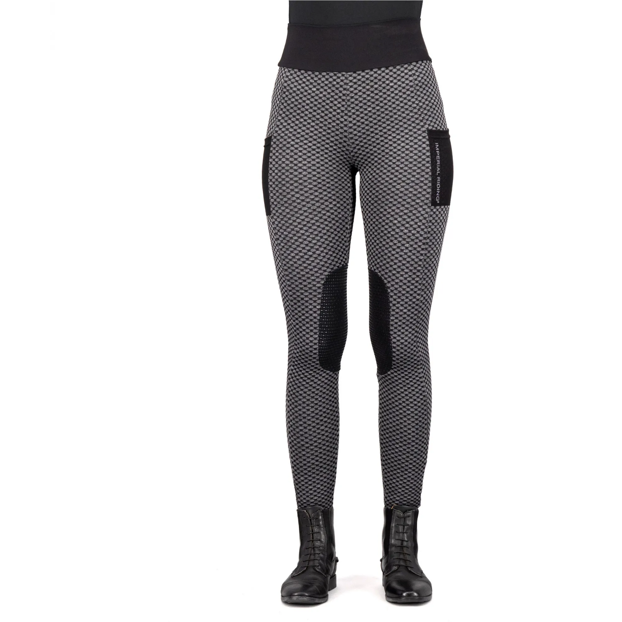 Damen Reitleggings Silikon Kniebesatz IRHDiamond Bubble schwarz
