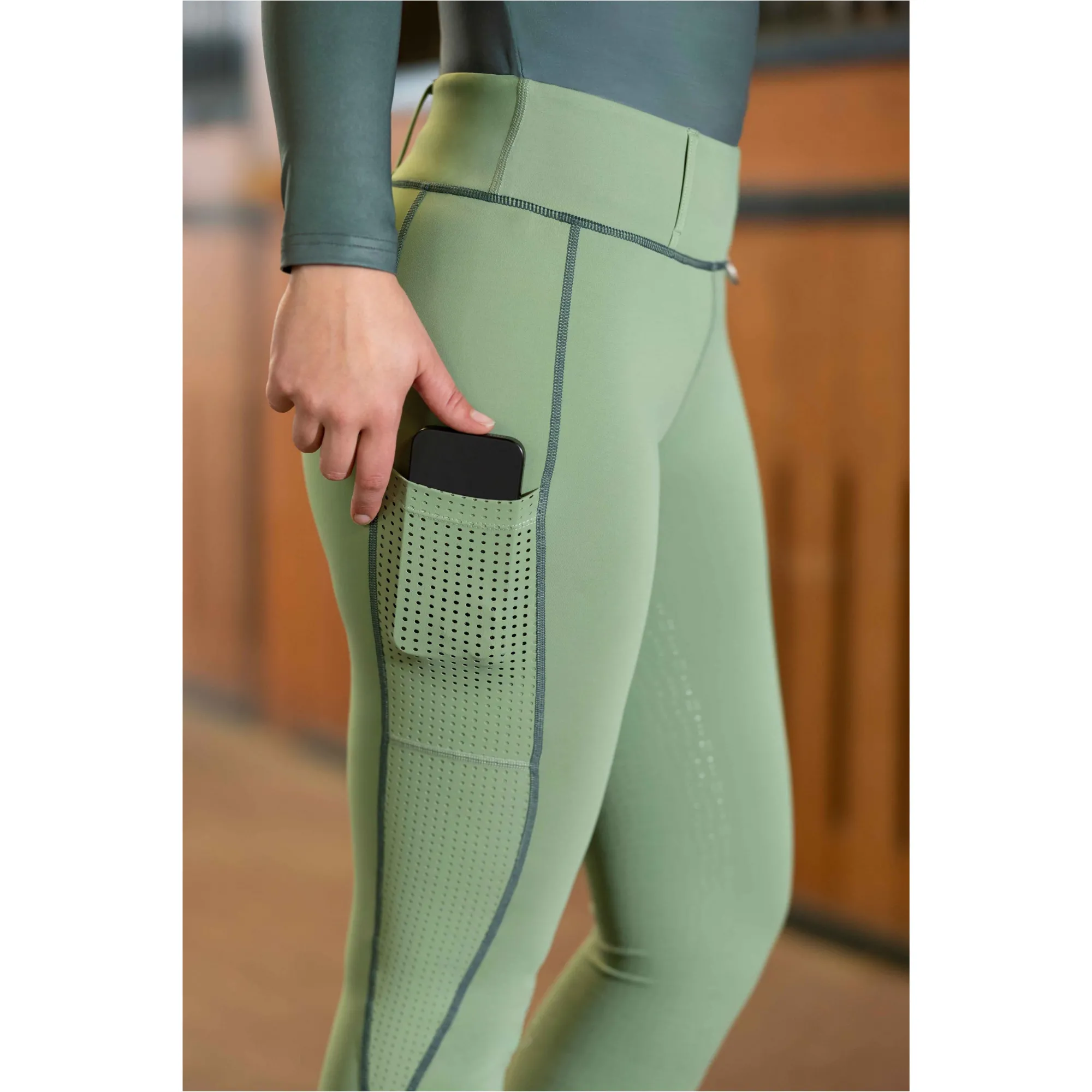 Damen Reitleggings Silikon Vollbesatz JUNA jade