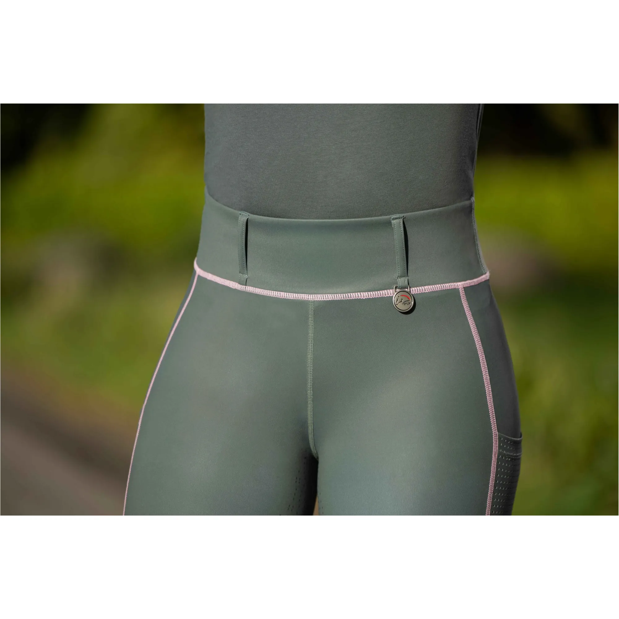 Damen Reitleggings Silikon Vollbesatz JUNA graugrün