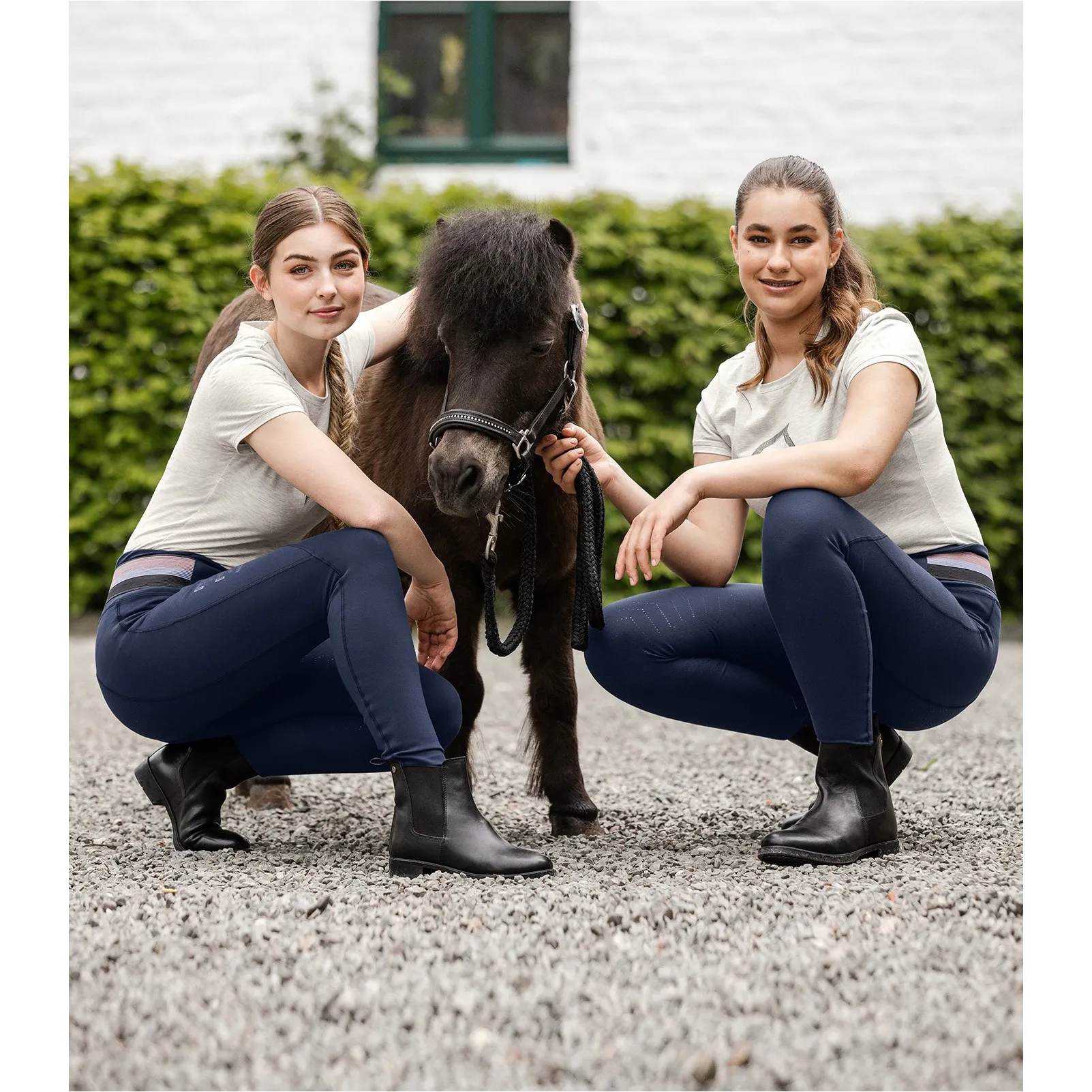 Damen Reitleggings Silikon Vollbesatz NALA Hochbund nachtblau