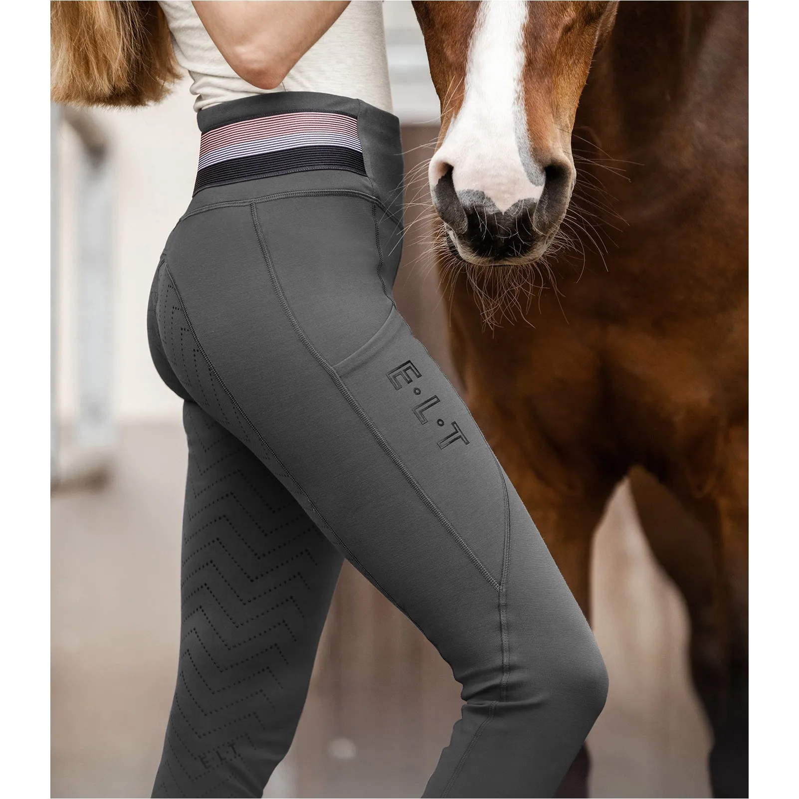 Damen Reitleggings Silikon Vollbesatz NALA Hochbund asphalt