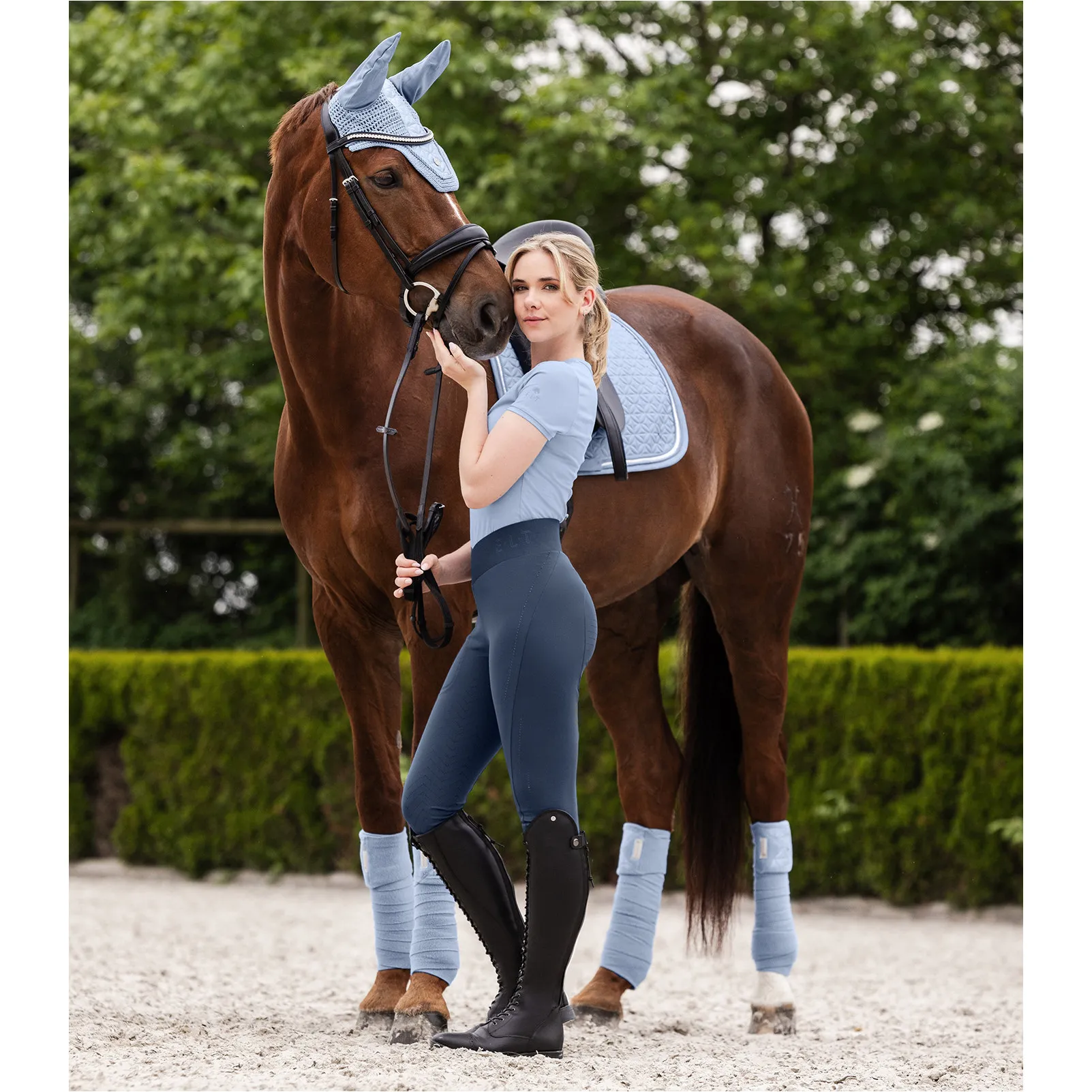 Sommer Damen Reitleggings Silikon Vollbesatz PIA denimblau