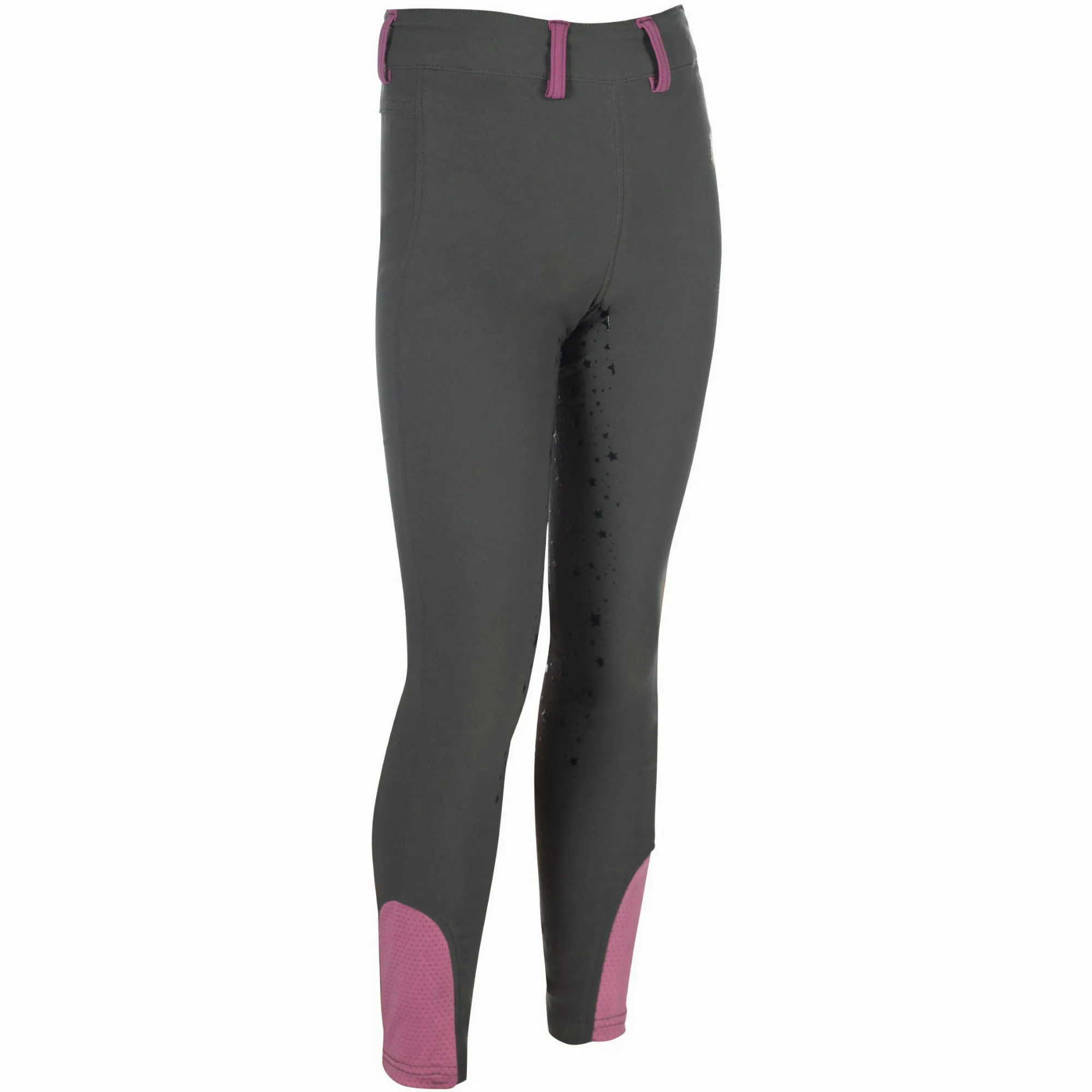 Kinder Reitleggings Silikon Vollbesatz PONY DREAM II graugrün