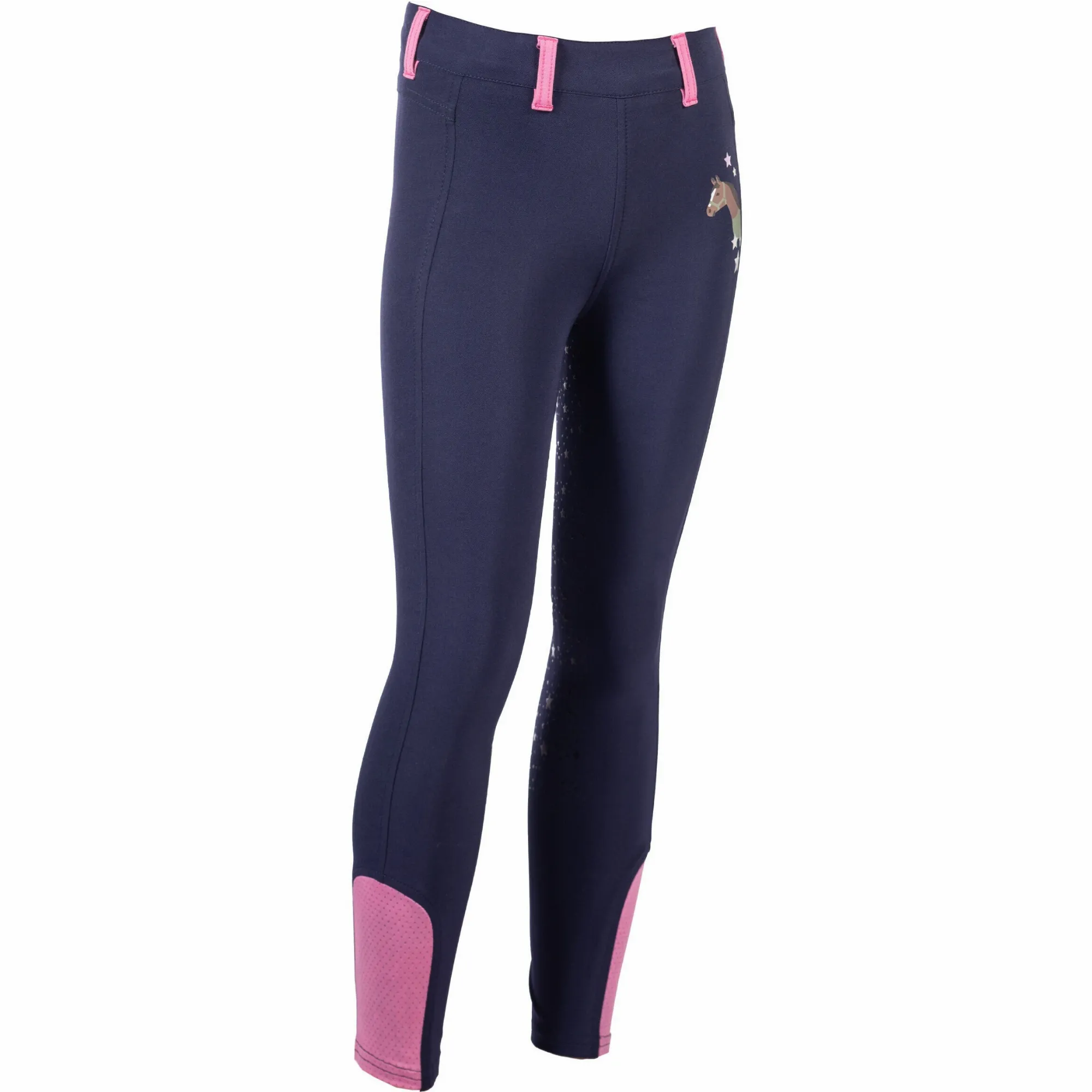 Kinder Reitleggings Silikon Vollbesatz PONY DREAM II dunkelblau
