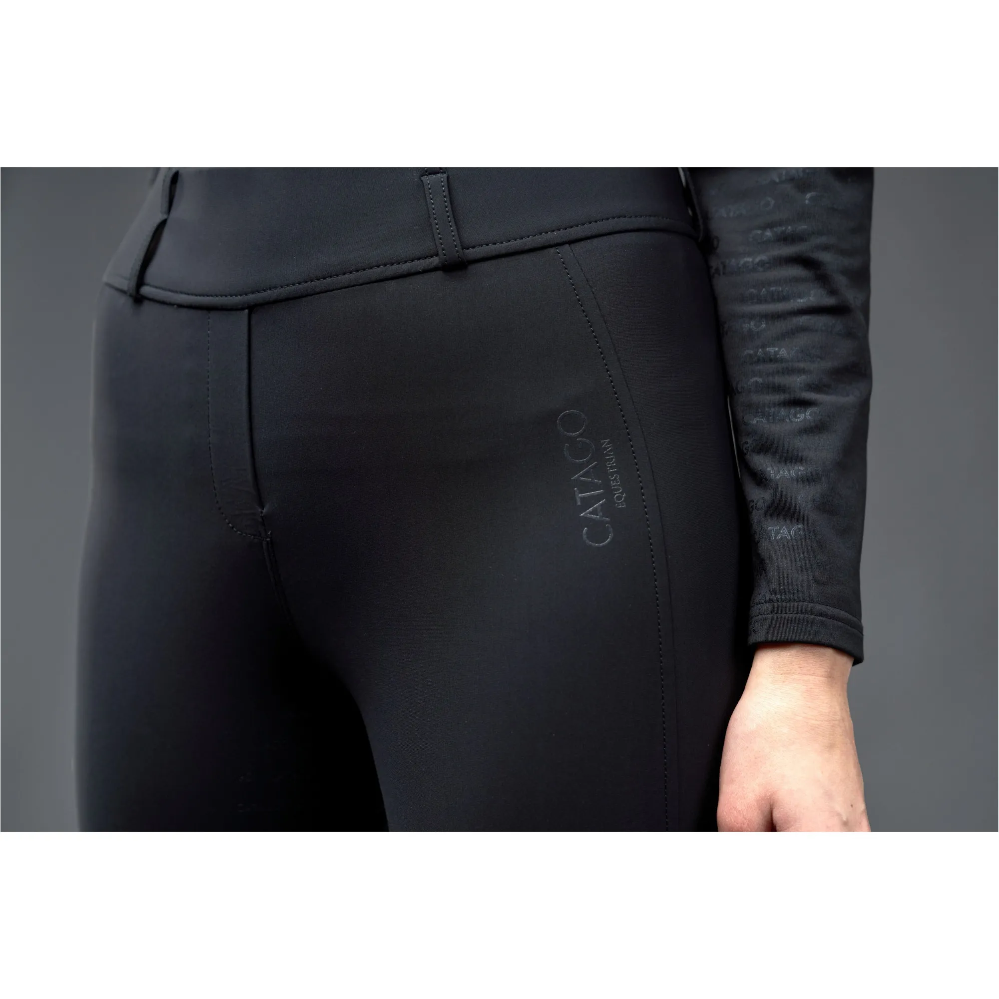 Damen Reitleggings Silikon Vollbesatz RIVER F/G mit Gürtelschlaufen schwarz