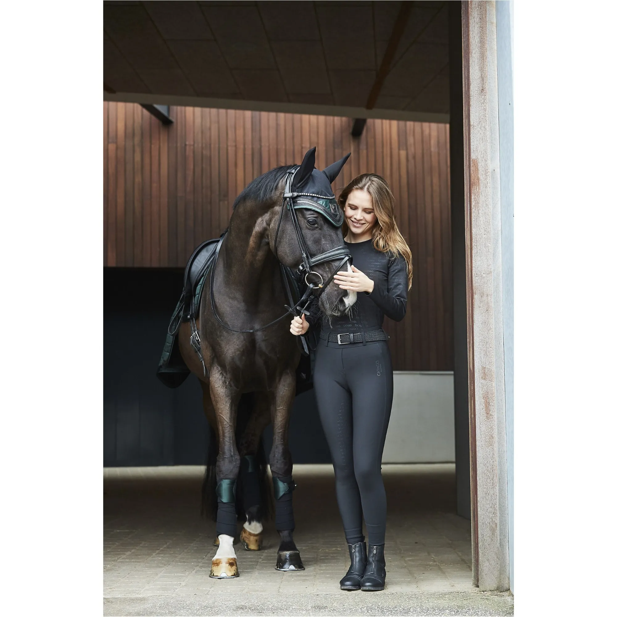 Damen Reitleggings Silikon Vollbesatz RIVER F/G mit Gürtelschlaufen schwarz