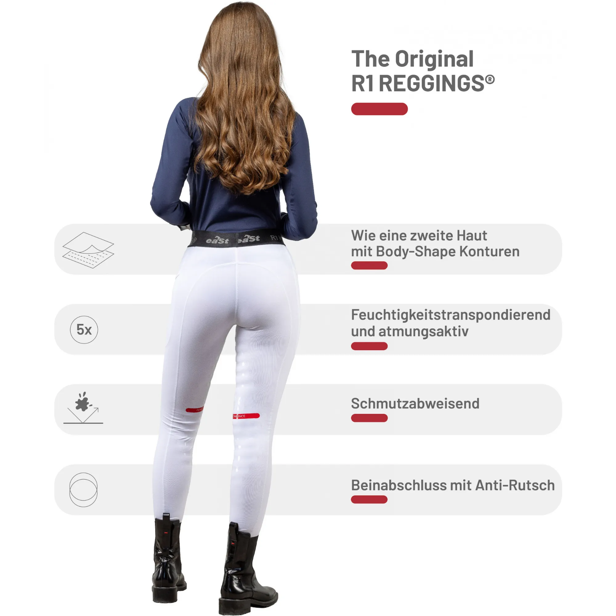 Damen Reitleggings Silikon Halbbesatz REGGINGS R1 weiß