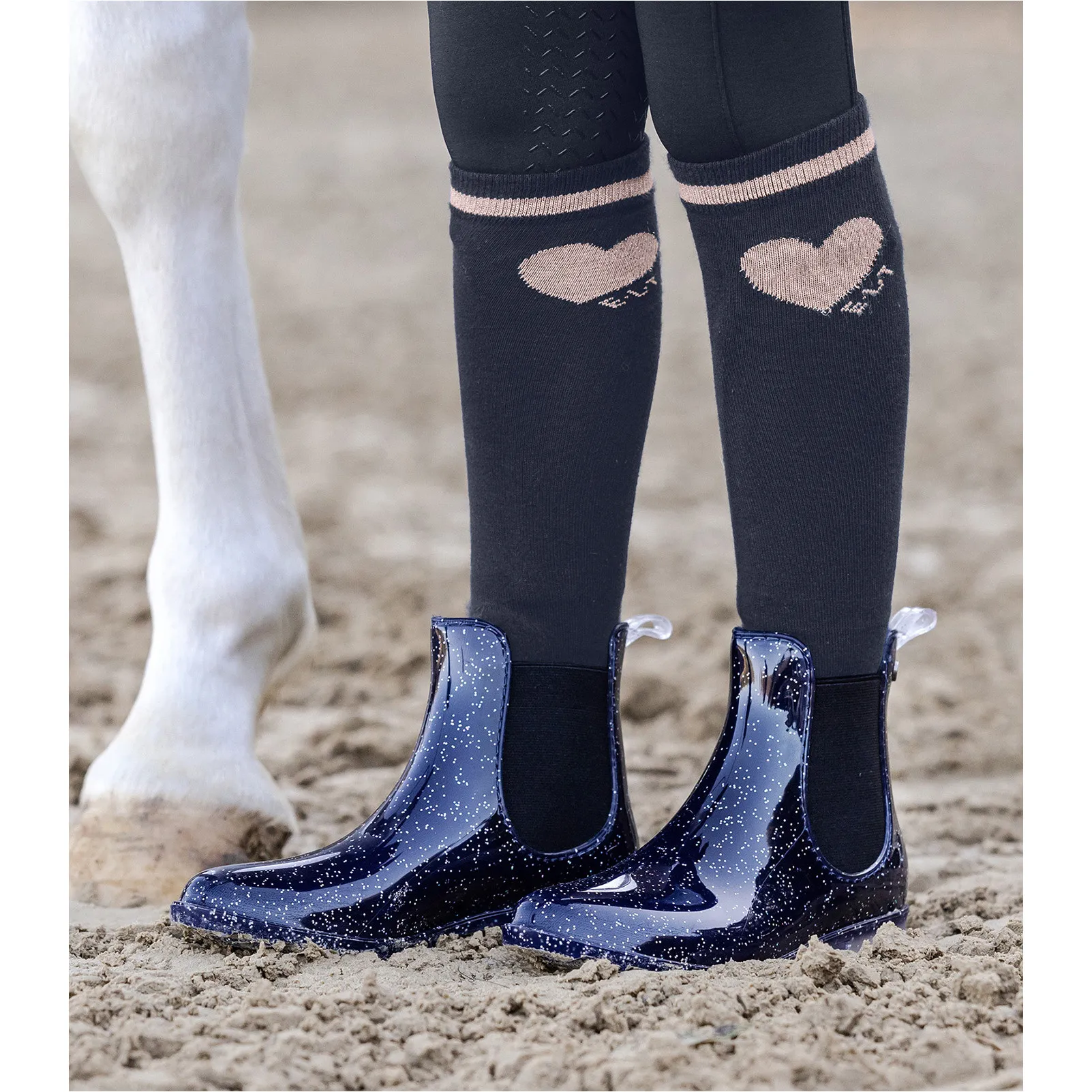 Kinder Reitsocken (3er Set) GLITTER zartrosa/mint/nachtblau