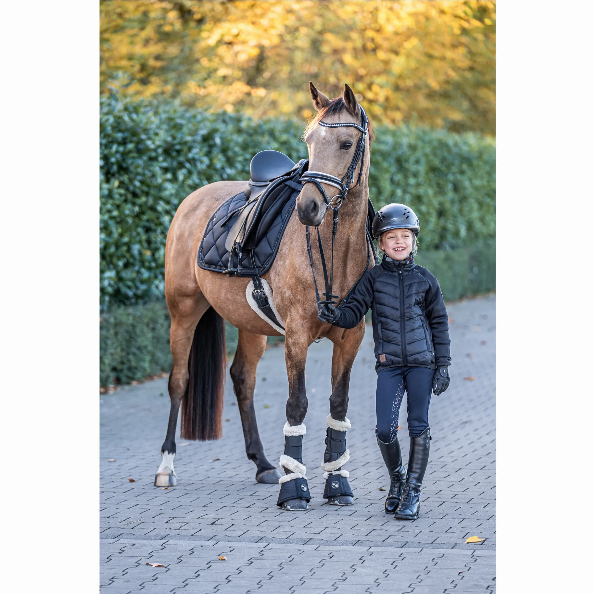 Winter Kinder Reitstiefel KIDS FUN GLITTER Kunstleder schwarz 