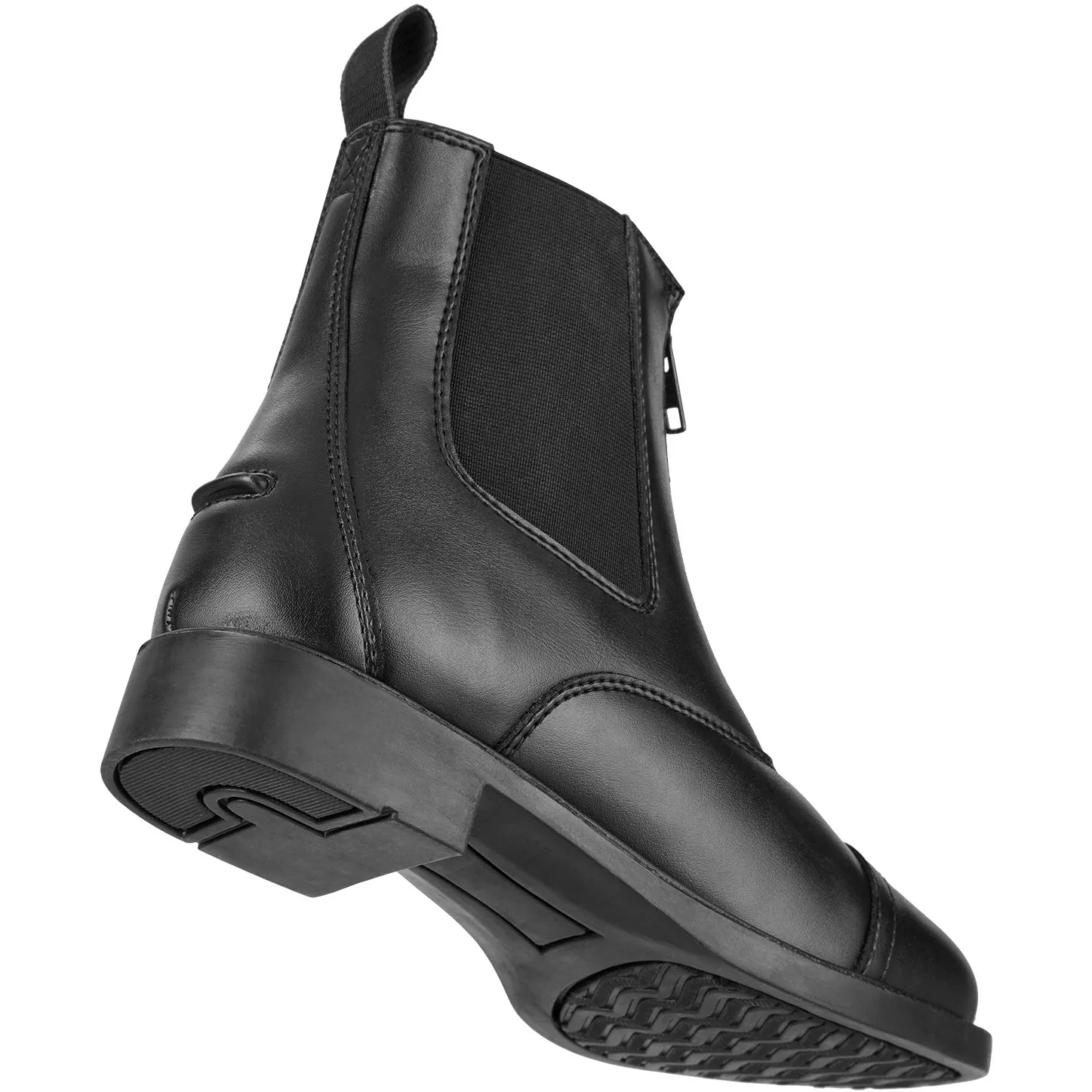 Reitstiefeletten Frontzip Kunstleder schwarz