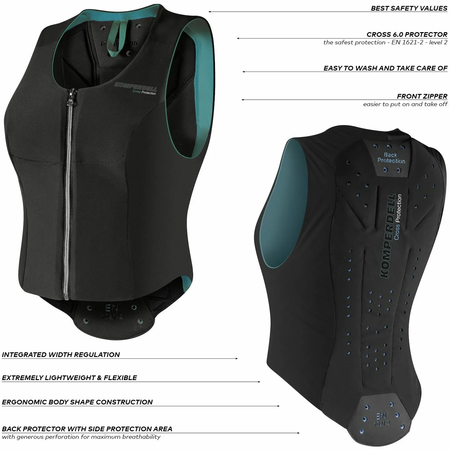 Damen Rückenprotektor BALLISTIC Flex Fit schwarz/petrol