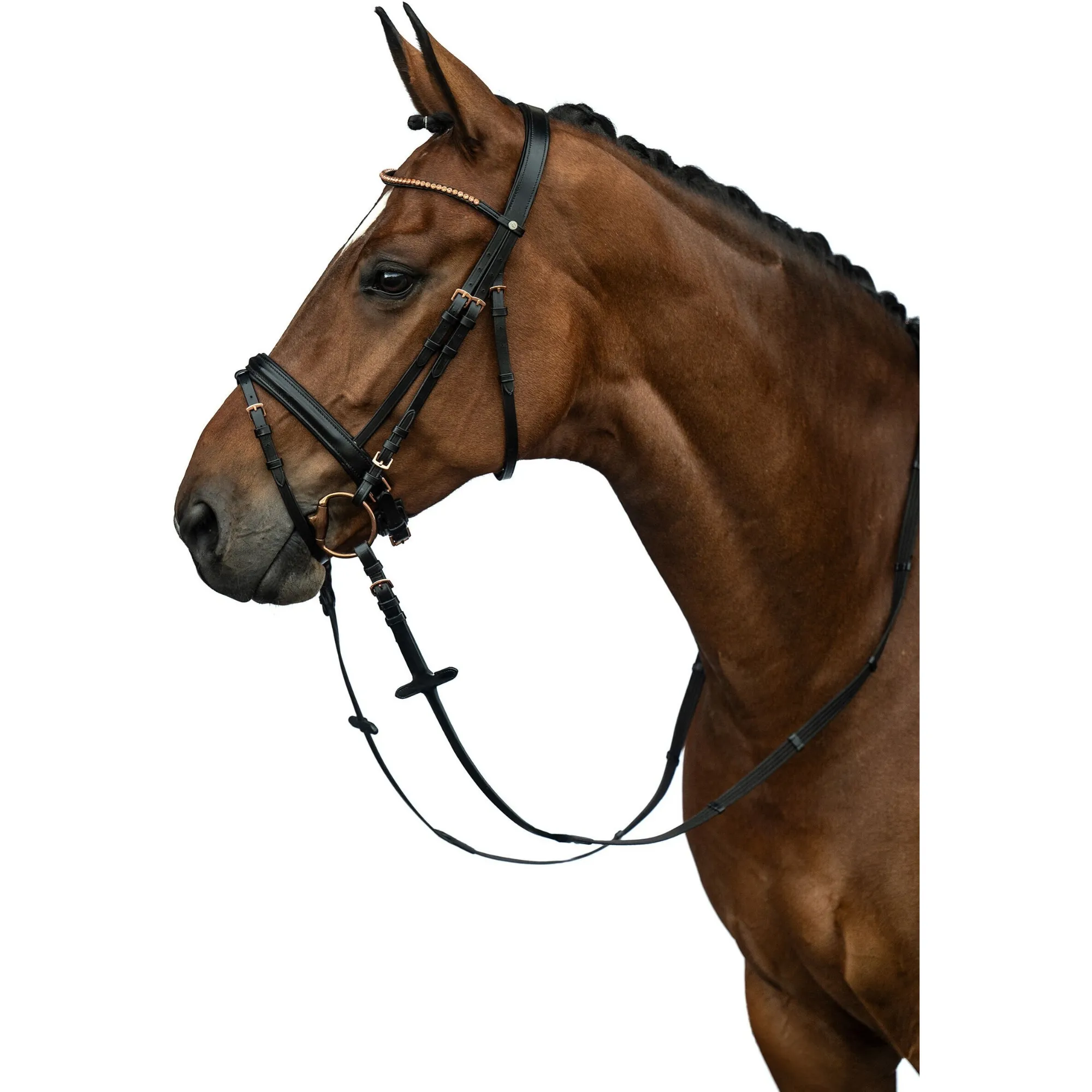 Trensenzaum ROSEGOLD GLAMOUR STYLE schwarz/rosegold