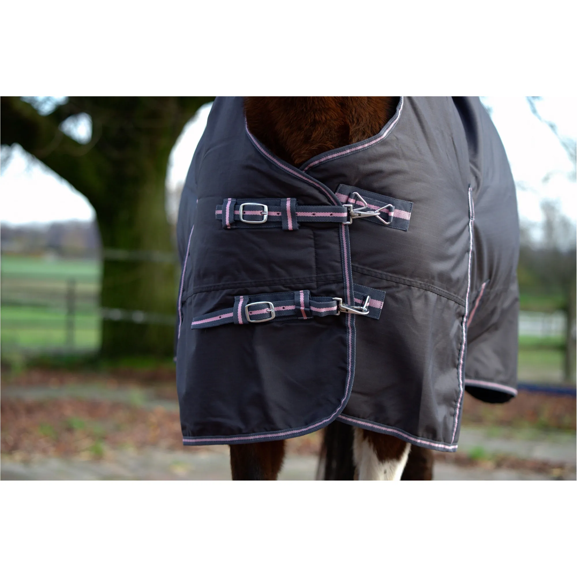 Winterdecke High Neck 100g Füllung 600D BASICLINE graphit/koralle